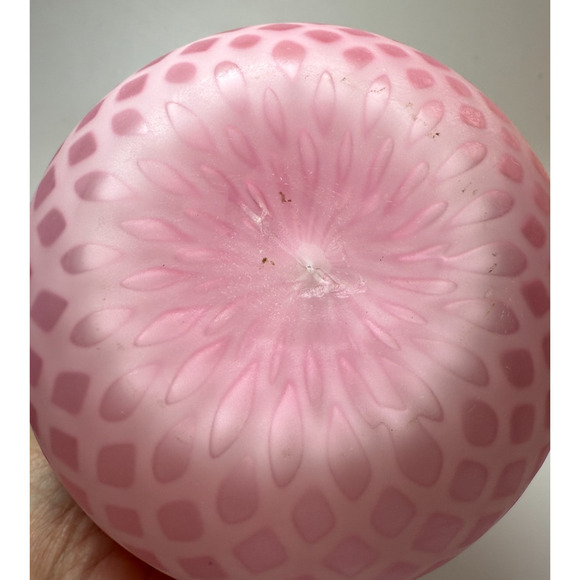 Antique Victorian Mother-of-Pearl Satin Glass Vase Quilted Diamond Pattern Cased - Picture 6 of 8